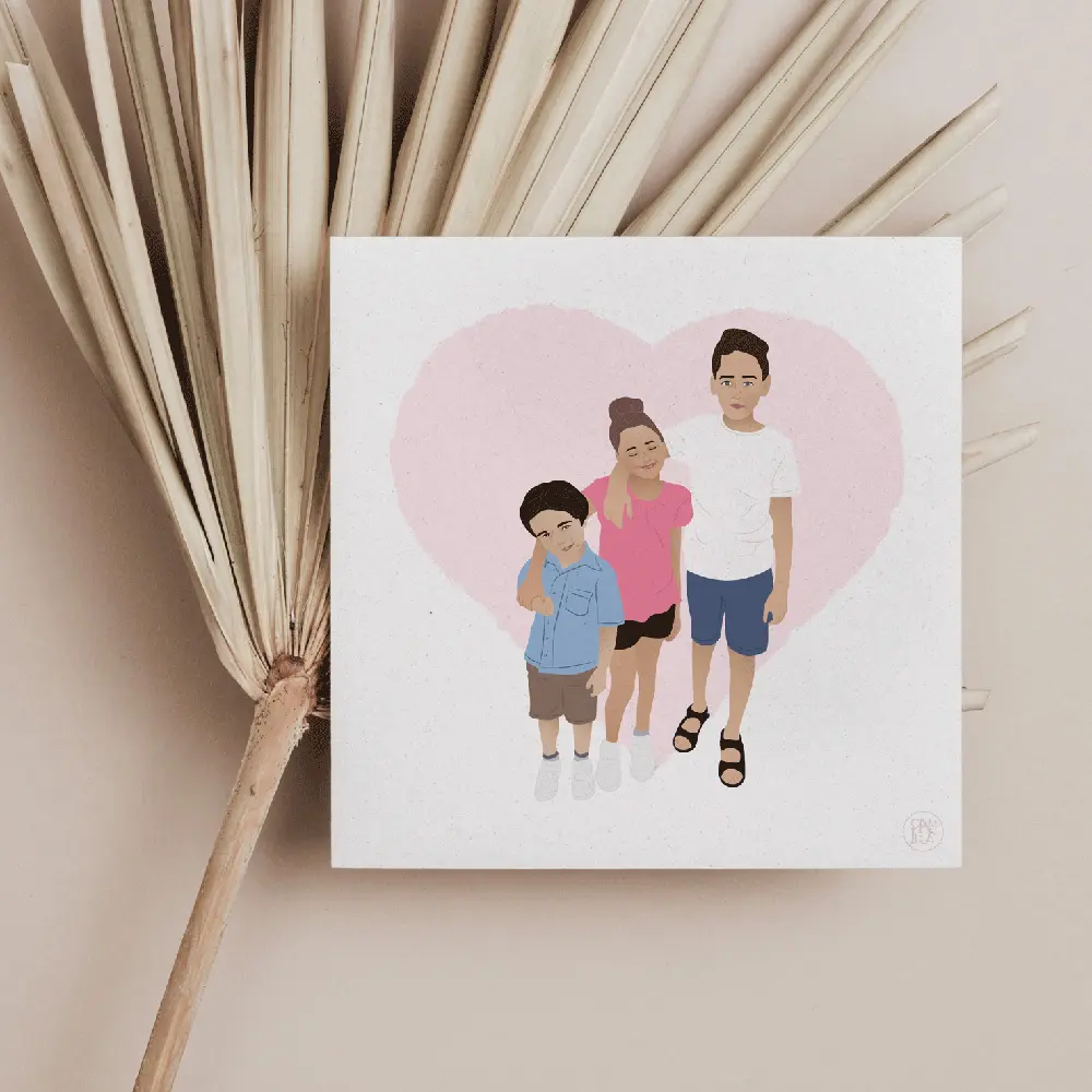 illustration personalisee enfant famille